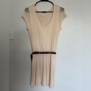 NWOT Tart Cream Knit Mini Dress with Belt from Anthropologie Women’s Size Small